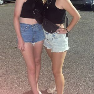 Distressed Highwaisted Denim Shorts